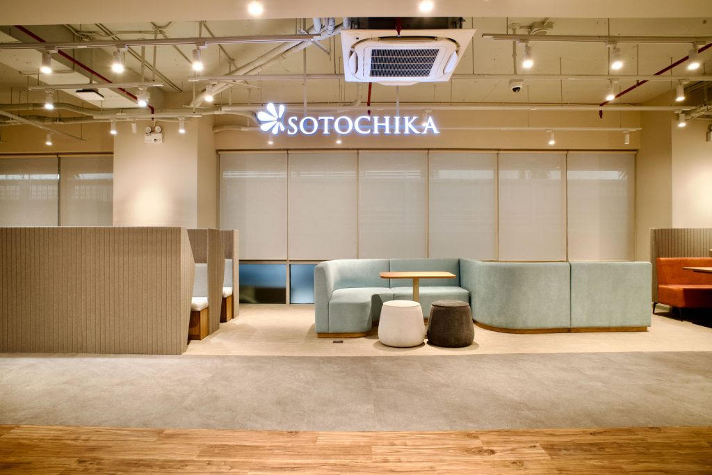 Modern reception area of a premium shared workspace tailored for foreign companies