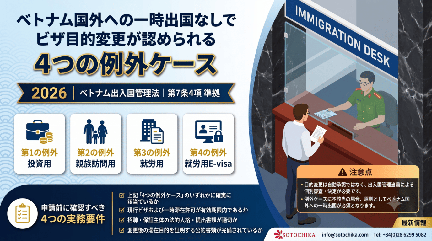 ベトナム国内でビザ目的変更が認められる4つの例外ケース